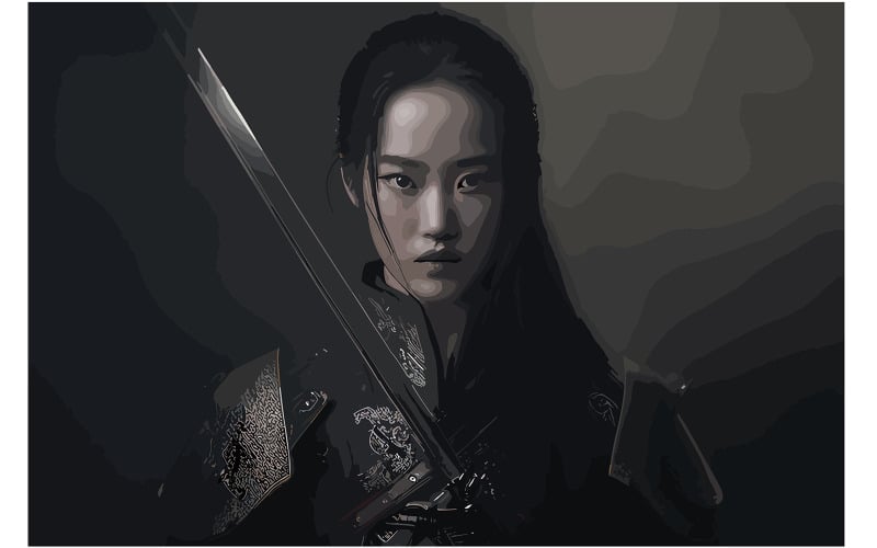 Harper Verna karaktär Katana Illustration vektor