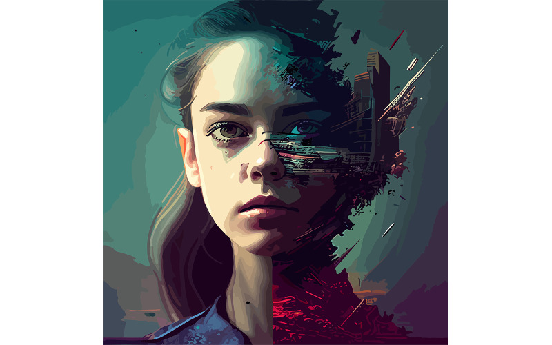 Leila Paget Art Face Ilustração Vetorial