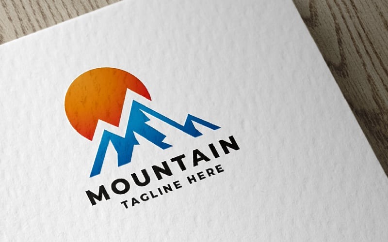 Sjabloon voor berg- en zon Pro-logo