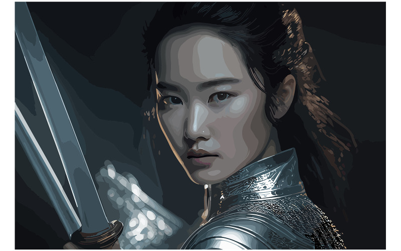 Taegan Katie Carácter Katana Ilustración Vector