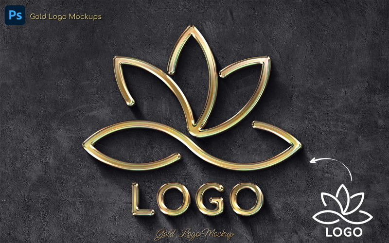 Texte du logo doré et effets de logo
