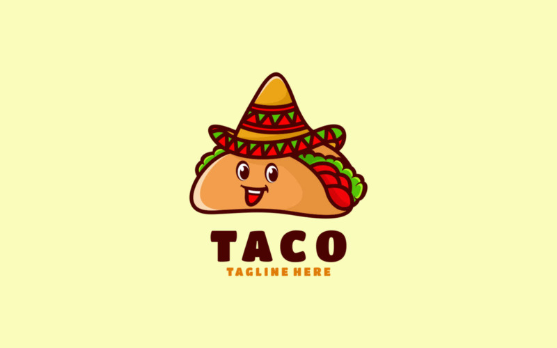 Estilo de logotipo de dibujos animados de mascota de taco