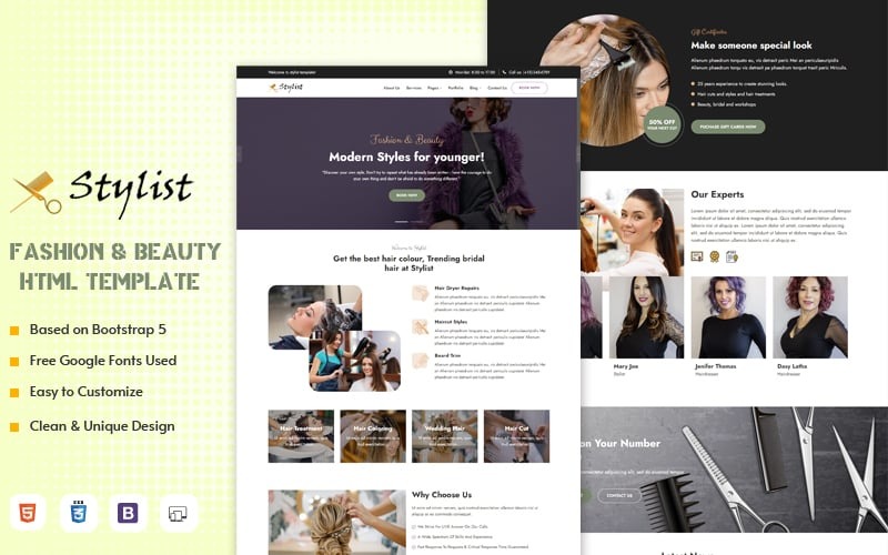 Mode & schoonheid HTML-websitesjabloon