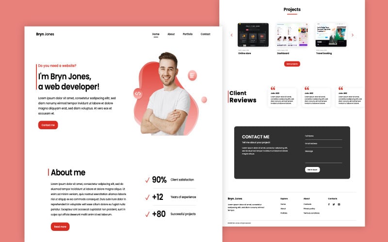 Персональне портфоліо дизайн шаблону інтерфейсу користувача сайту