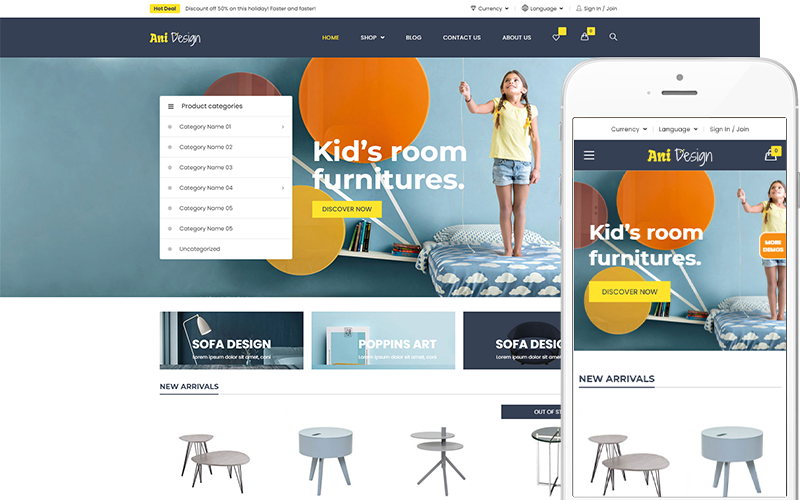 Ani Design - 免费家具主题 WooCommerce 主题
