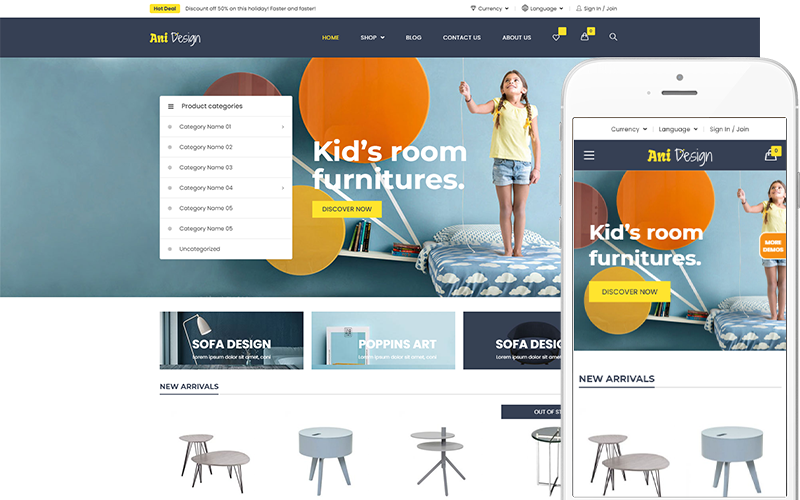 Ani Design - Tema WooCommerce gratuito para muebles