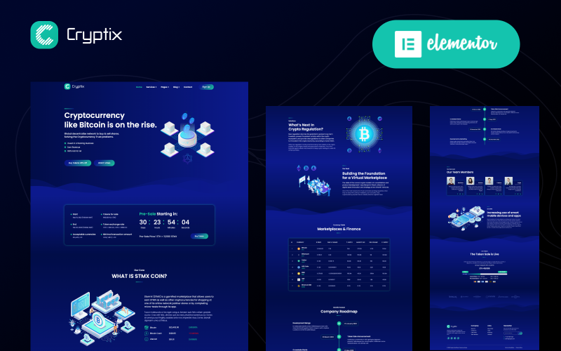Cryptix – téma ICO, bitcoin a kryptoměna Elementor Wordpress