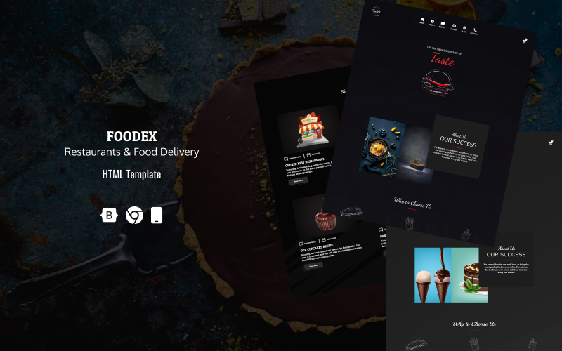 FoodeX - Restaurants - Entreprises de livraison de nourriture - Modèle Web HTML