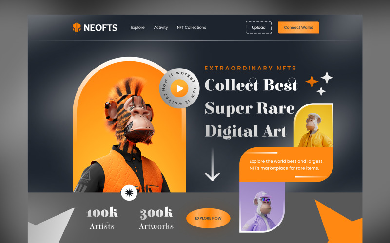 Modello dell'interfaccia utente della sezione Eroe del sito Web NFT