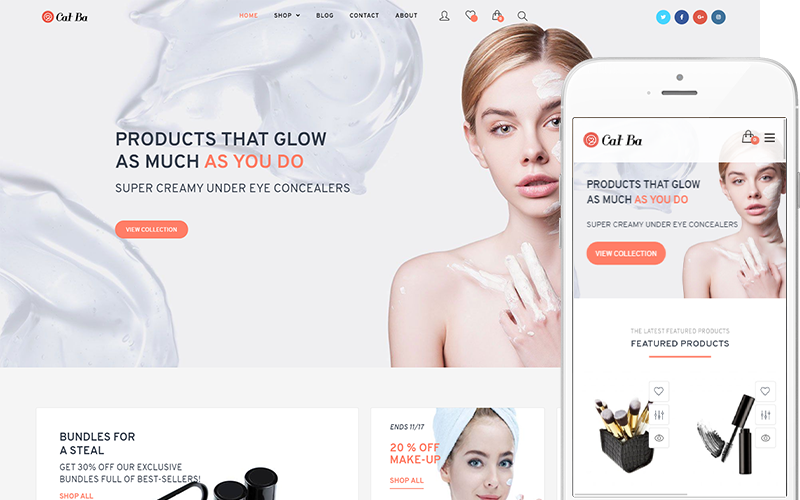 Cat Ba - Tema de loja de beleza e cosméticos naturais Tema WooCommerce