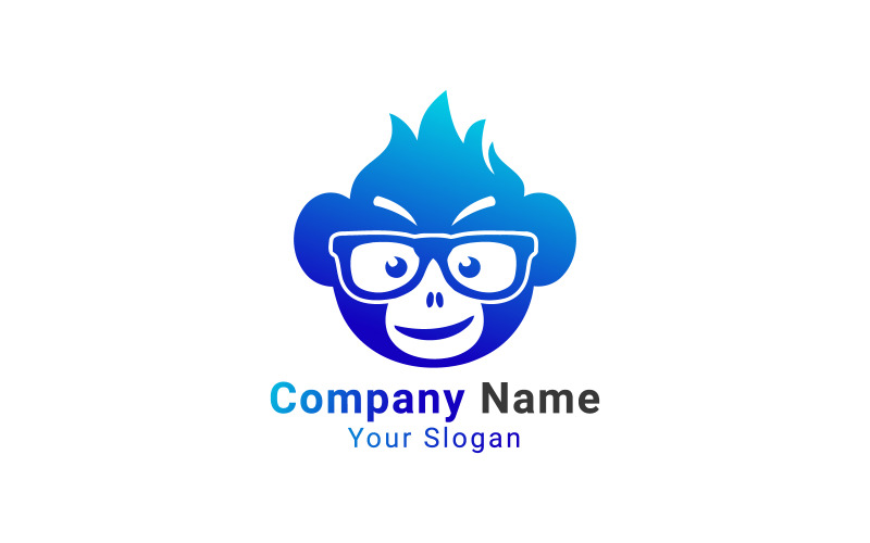 Logo głowy małpy, logo świeżego mnicha, niesamowity wektor małpy