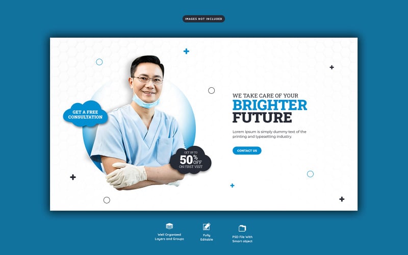 Plantilla de banner web de cuidado dental de dentista