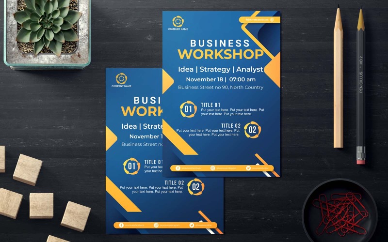 Professionele en moderne zakelijke workshop flyerontwerp - huisstijl