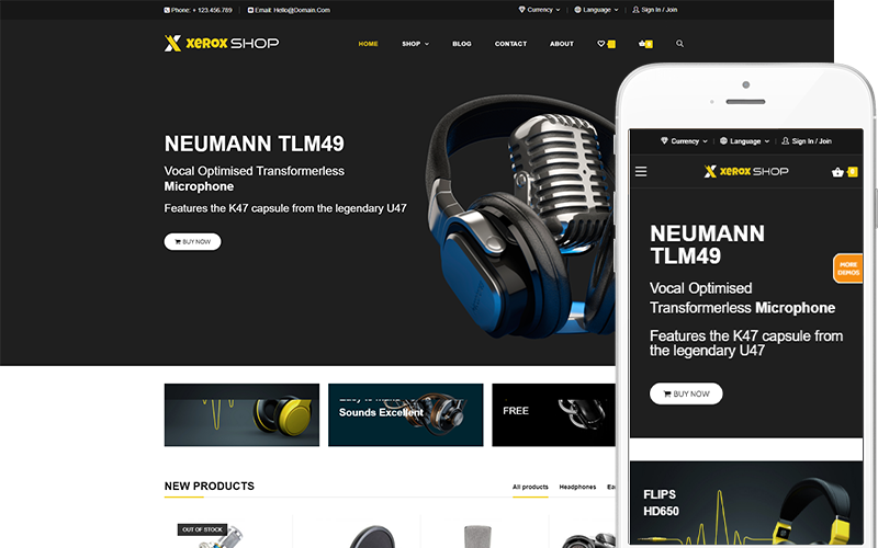 Xerox Shop - 音频商店主题 WooCommerce 主题