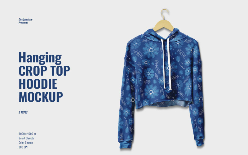 Hängende Crop Top Hoodie Mockup