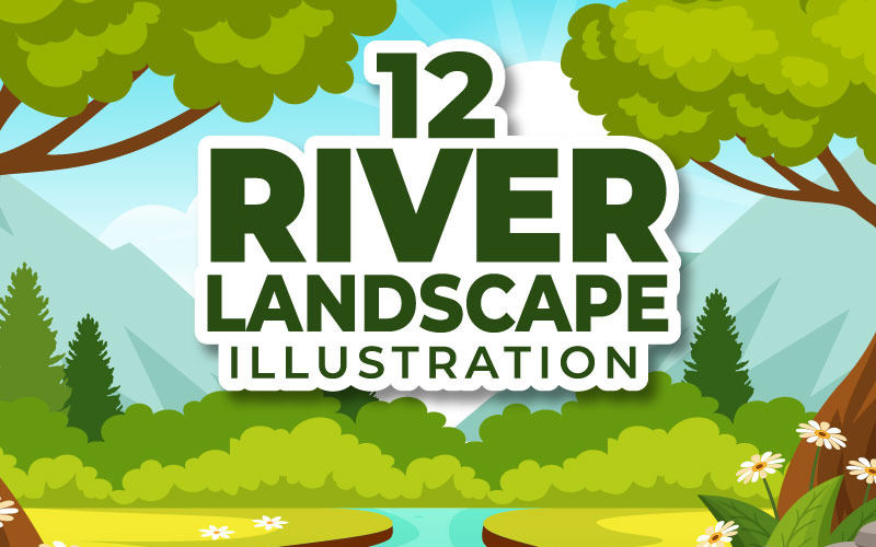 12 folyó táj illusztráció