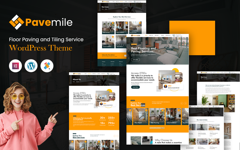 Pavemile – тема WordPress для обслуговування підлоги та плитки