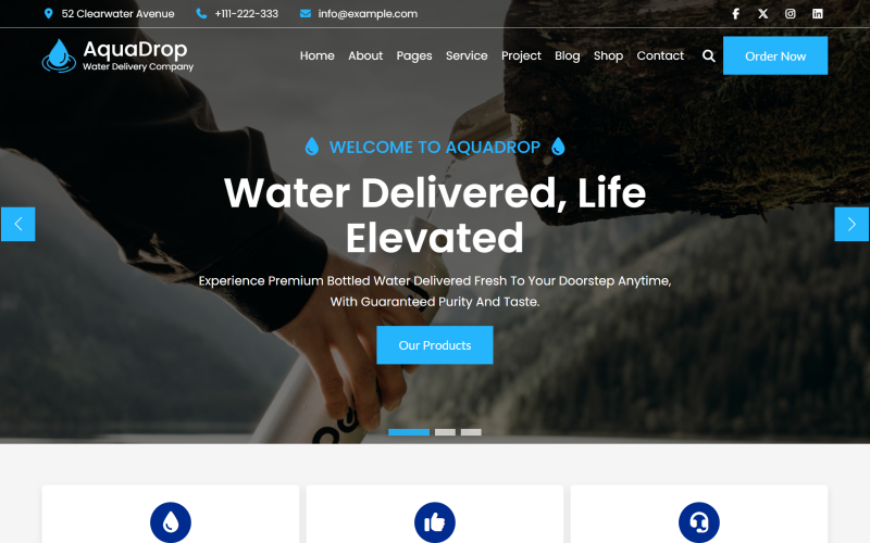 Aquadrop – HTML5-Website-Vorlage für Wasserlieferunternehmen