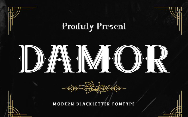 Czcionka Damor — nowoczesna czcionka szeryfowa Blackletter