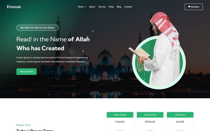 Эхтесаб - HTML-шаблон исламского центра и мечети