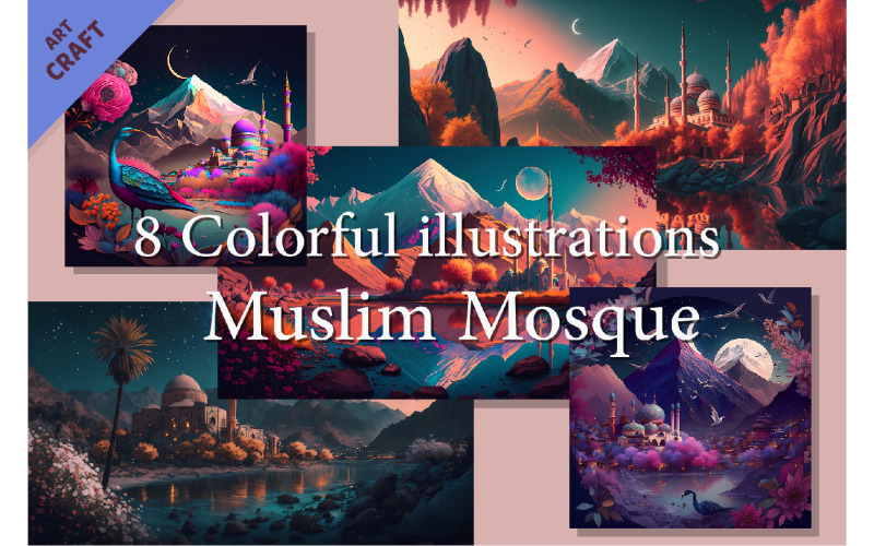muslimska moskén. Illustration.