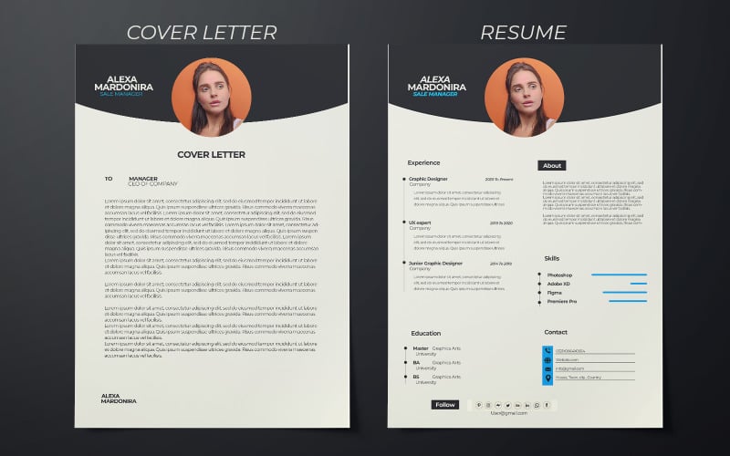 Resume Template Design Moderní Resume a průvodní dopis
