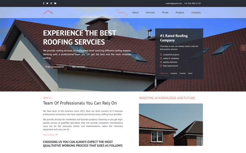 Roofex - цільова сторінка покрівельних послуг