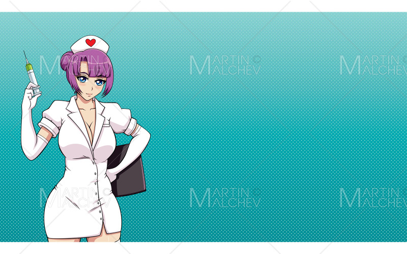 Anime Manga Enfermeira Ilustração Vetorial