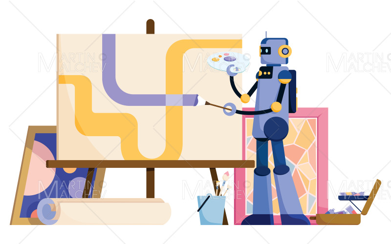 Artificiell intelligens ritning vektorillustration