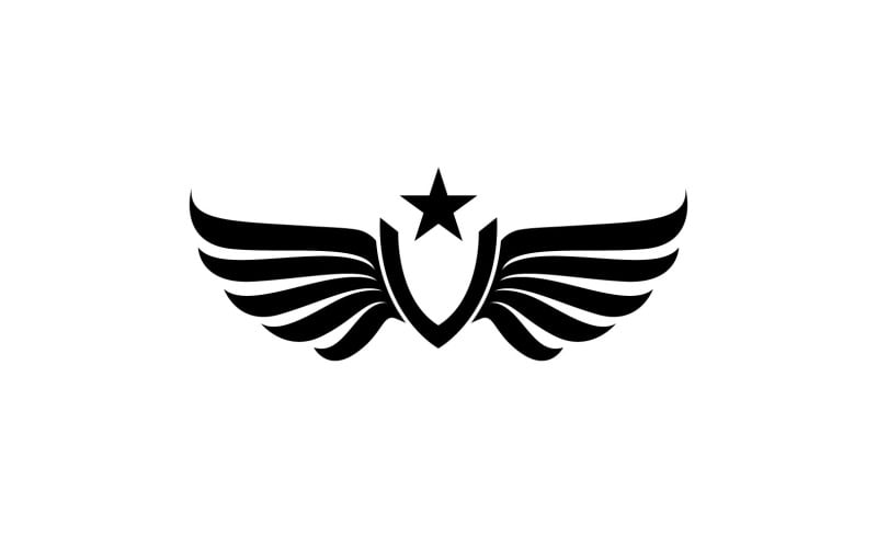 Black wing bird falcon logo vector v1 - TemplateMonster