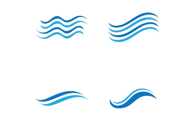 Conception vectorielle de logo de plage d'eau de vague bleue v1