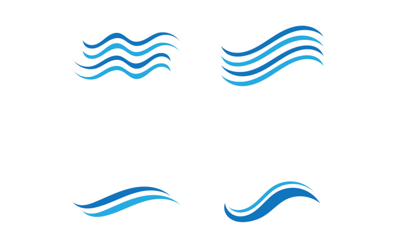 Disegno vettoriale del logo della spiaggia dell'acqua dell'onda blu v1