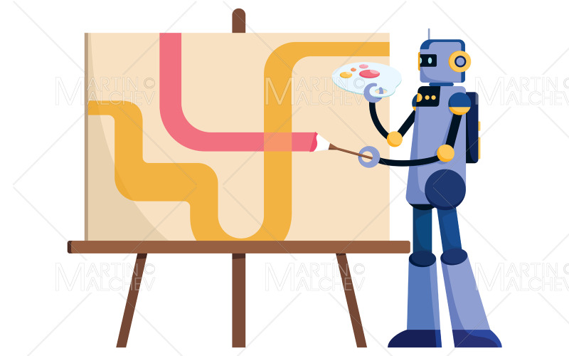 Mesterséges intelligencia rajz fehér vektoros illusztráció