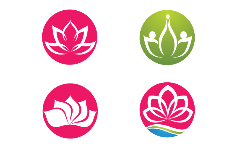 Bloem lotus yoga symbool vector ontwerp bedrijfsnaam v44