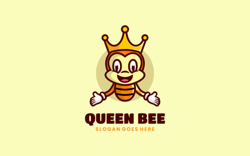 Logo de dessin animé de mascotte de reine des abeilles