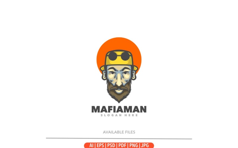 Mafya patronu maskot logo şablonu