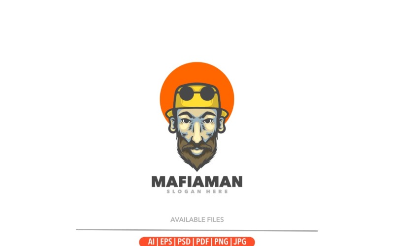 Plantilla de logotipo de mascota de jefe de mafia