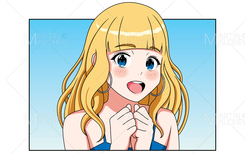 Agréablement surpris Anime Girl Vector Illustration