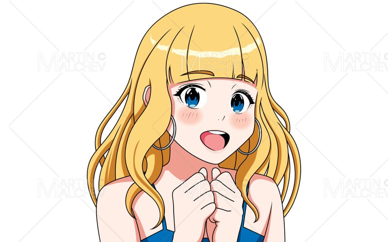 Beyaz Vektör Resimlerinde Hoş Bir Şekilde Şaşırmış Anime Kızı