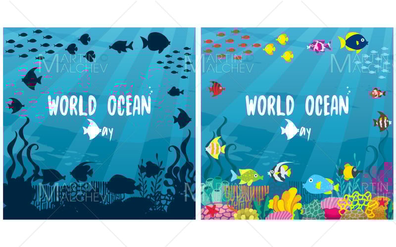 Dünya Okyanus Günü Vektör İllüstrasyonu