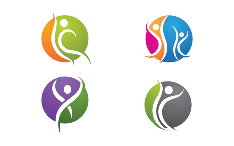 Human caracter hälsa människor logotyp vektor v6