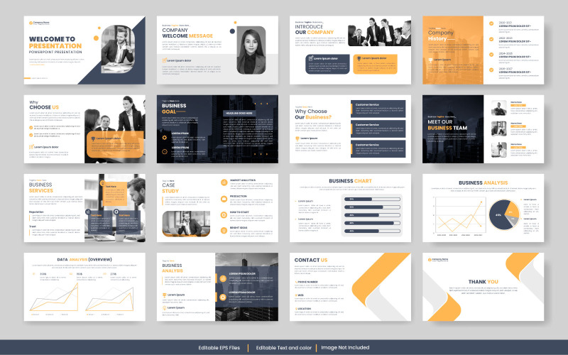 Jaarverslag zakelijke powerpoint presentatie dia sjabloon en zakelijk voorstel idee