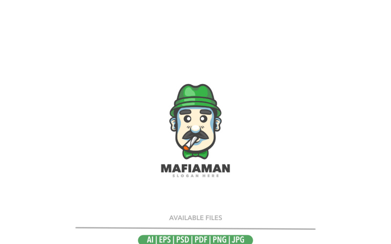Maffia schattig groen mascotte-logo