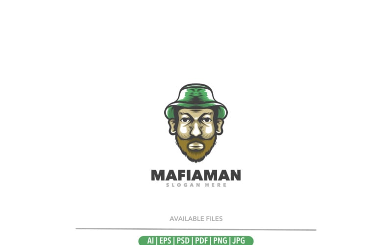Mafia grüne Maskottchen-Logo-Vorlage