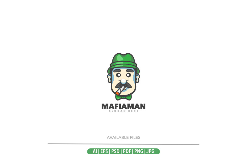 Mafia söt grön maskot logotyp