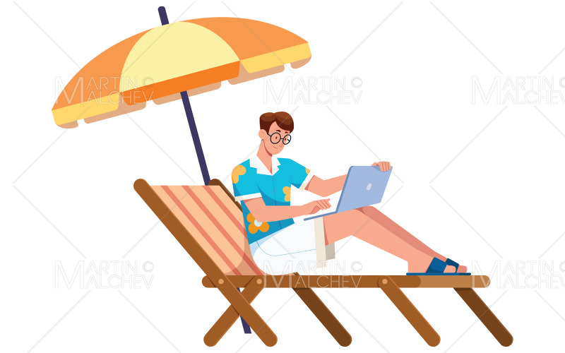 Pigiste sur la plage Illustration vectorielle isolée