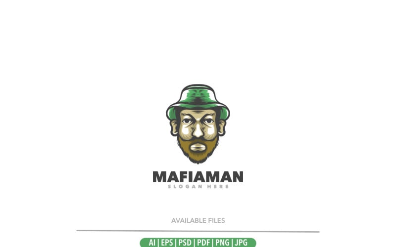 Šablona loga zeleného maskota mafie