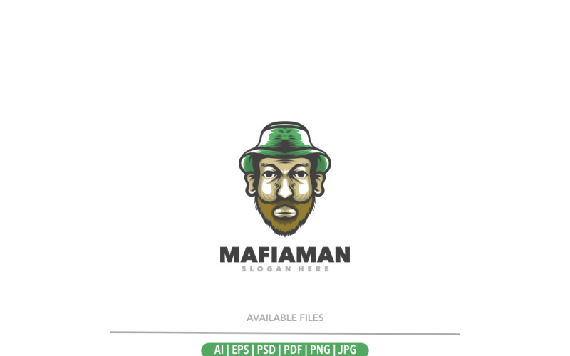 Szablon logo zielonej maskotki mafii