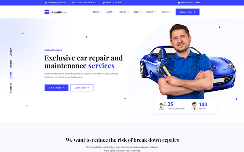 DreamHub Auto Service HTML5-sjabloon