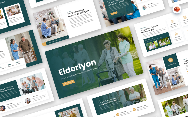 Elderlyon - Verpleeghuis & Ouderenzorg Sjablonen PowerPoint presentatie
